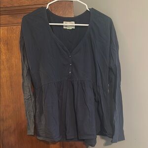 Anthropologie Blue Buttoned Peplum Top